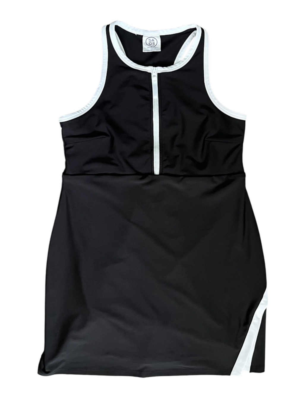 SAGE Collective Active Dress with Inner Shorts Black and White Size Large